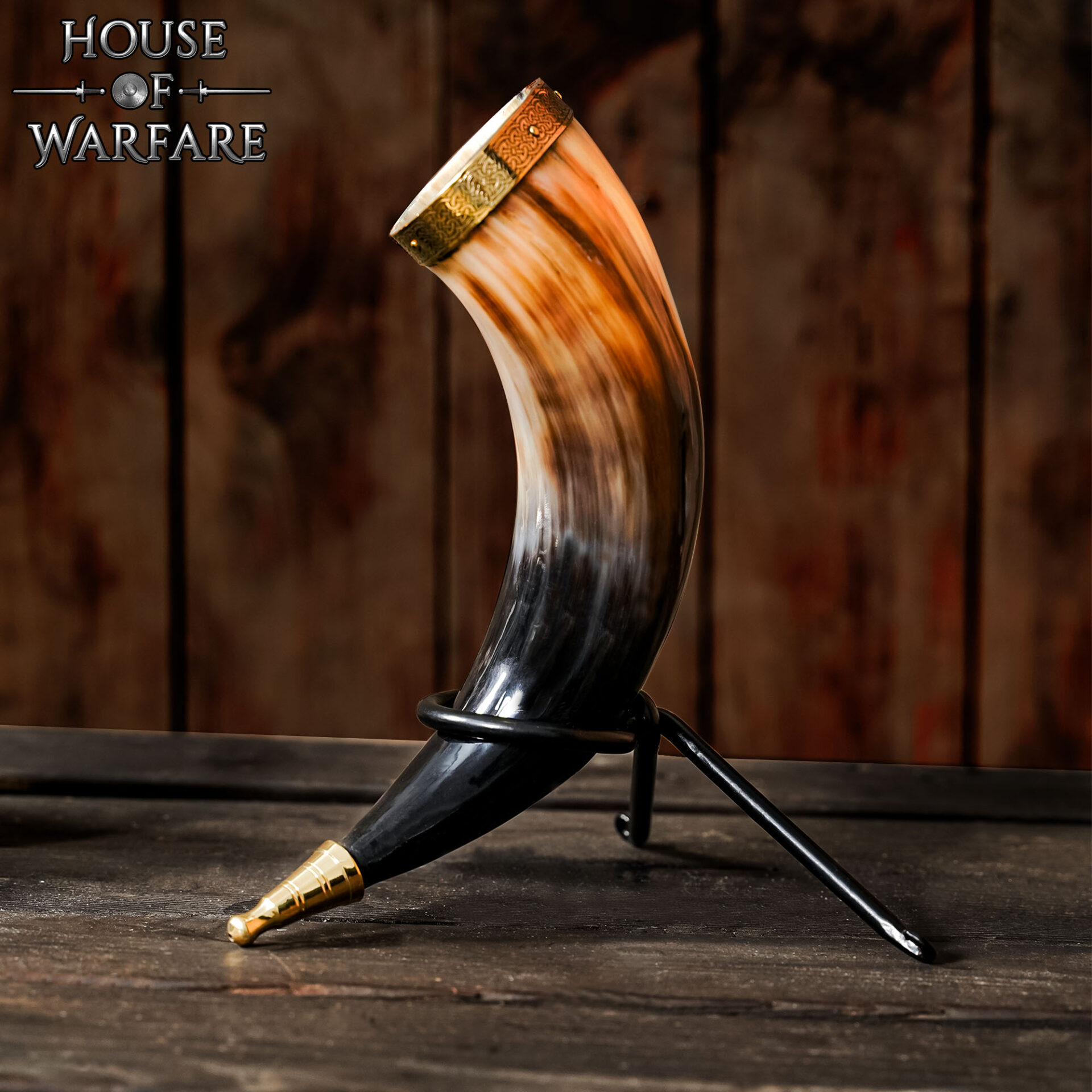 Viking Age Hand-Forged Iron Drinking Horn Stand – Norse Horn Display Rack-700780 1 Drinking Horn Stand