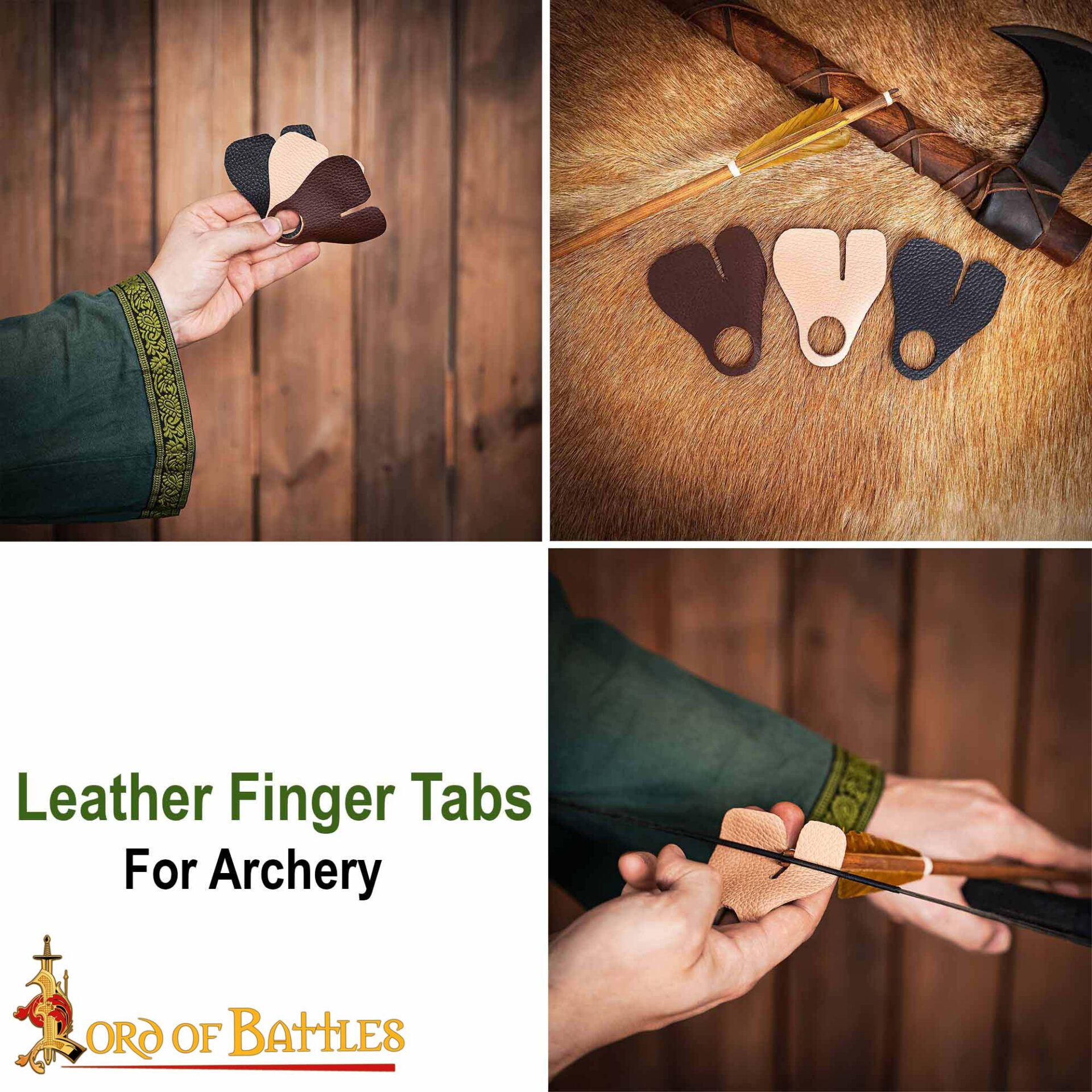 26157-3pcs pattern 2 Genuine Leather Archery Finger Tabs / Protectors Set of 3