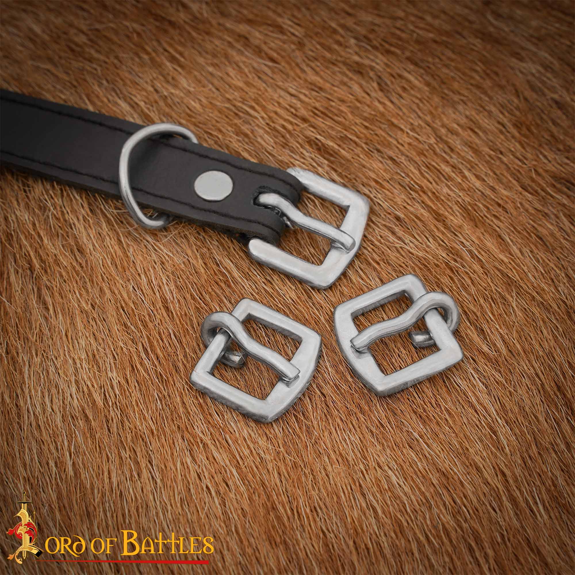 14th Century Nickel-Plated Medieval Buckles – Set of 3 Steel Fasteners for Belts, Armor & Leather craft , 1.2 cm Plated Medieval Buckles