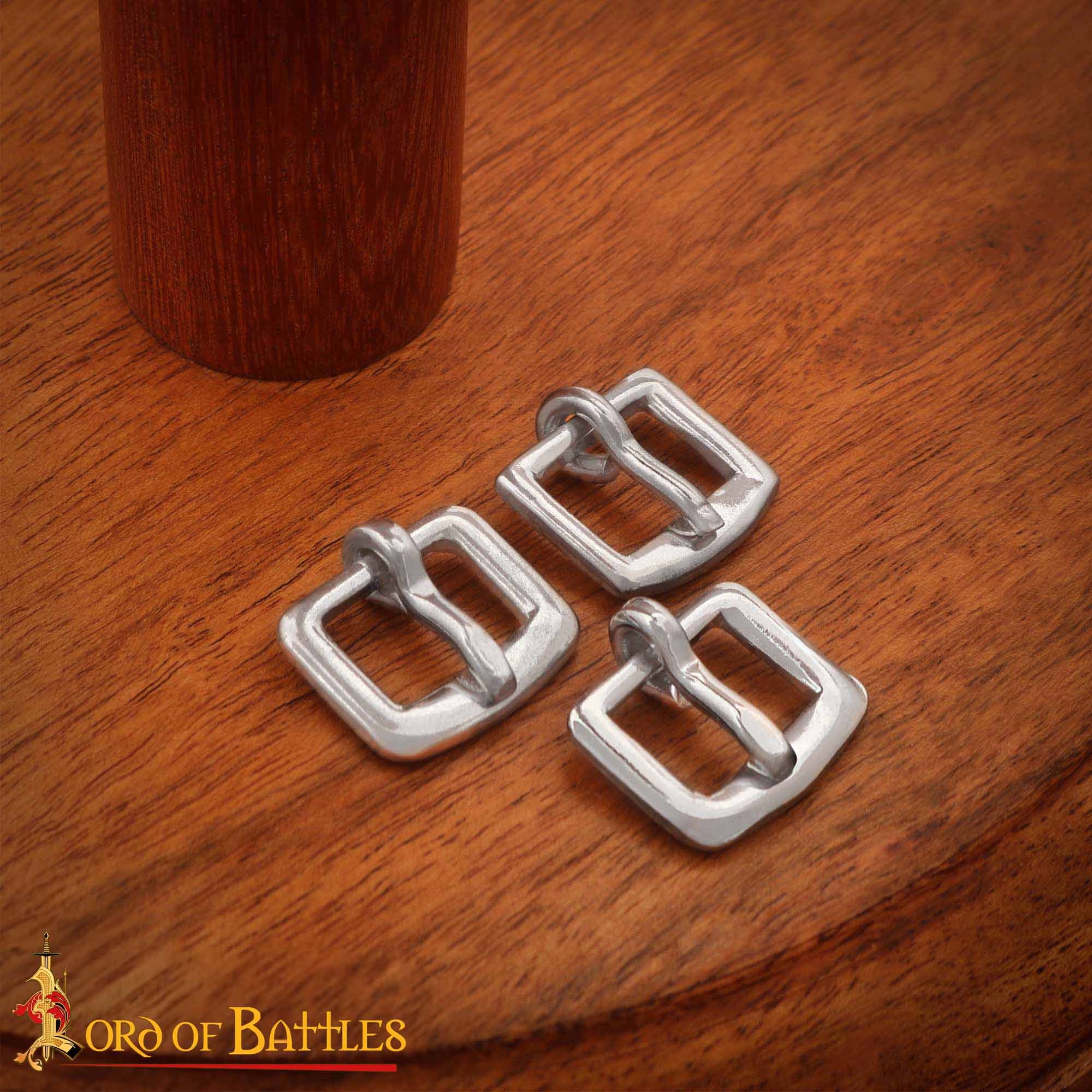 14th Century Nickel-Plated Medieval Buckles – Set of 3 Steel Fasteners for Belts, Armor & Leather craft , 1.2 cm Plated Medieval Buckles