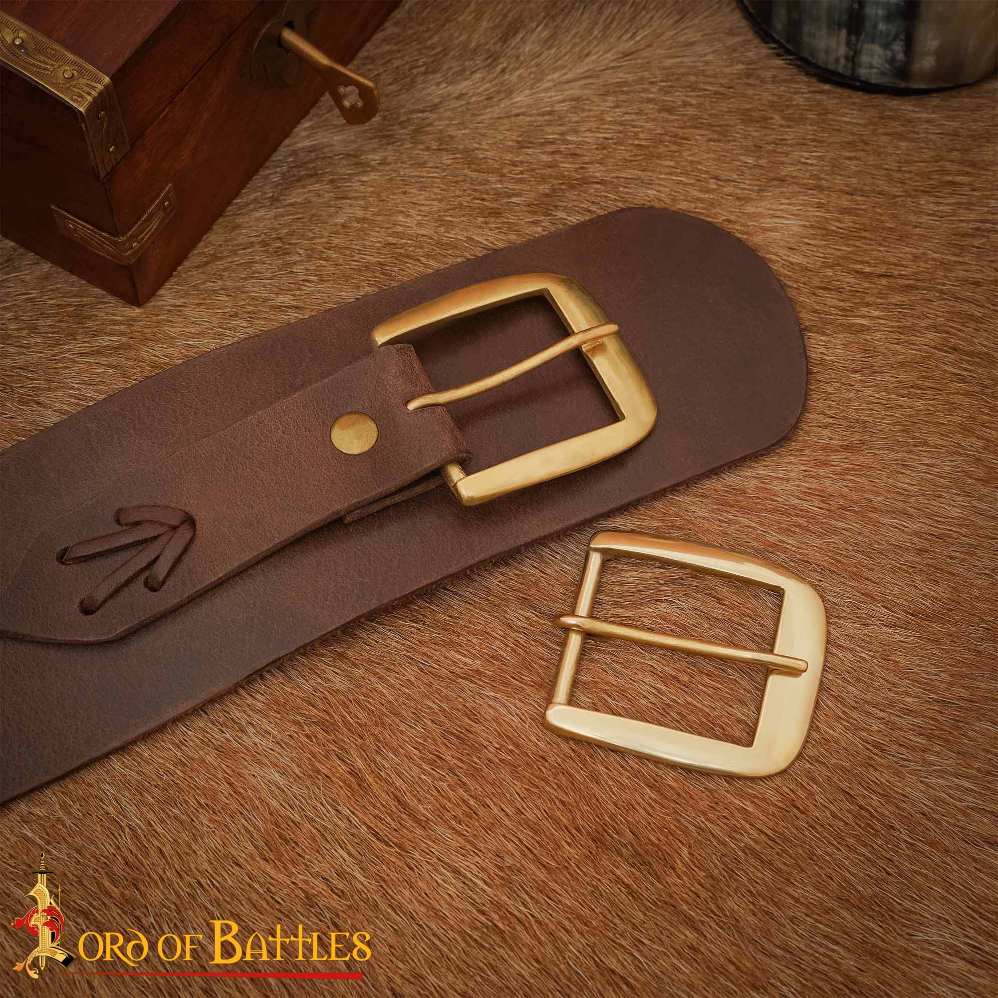 Medieval Brass Belt Buckle – Wide Frame for Historical Leather-work , 3.6 cm Brass Buckle