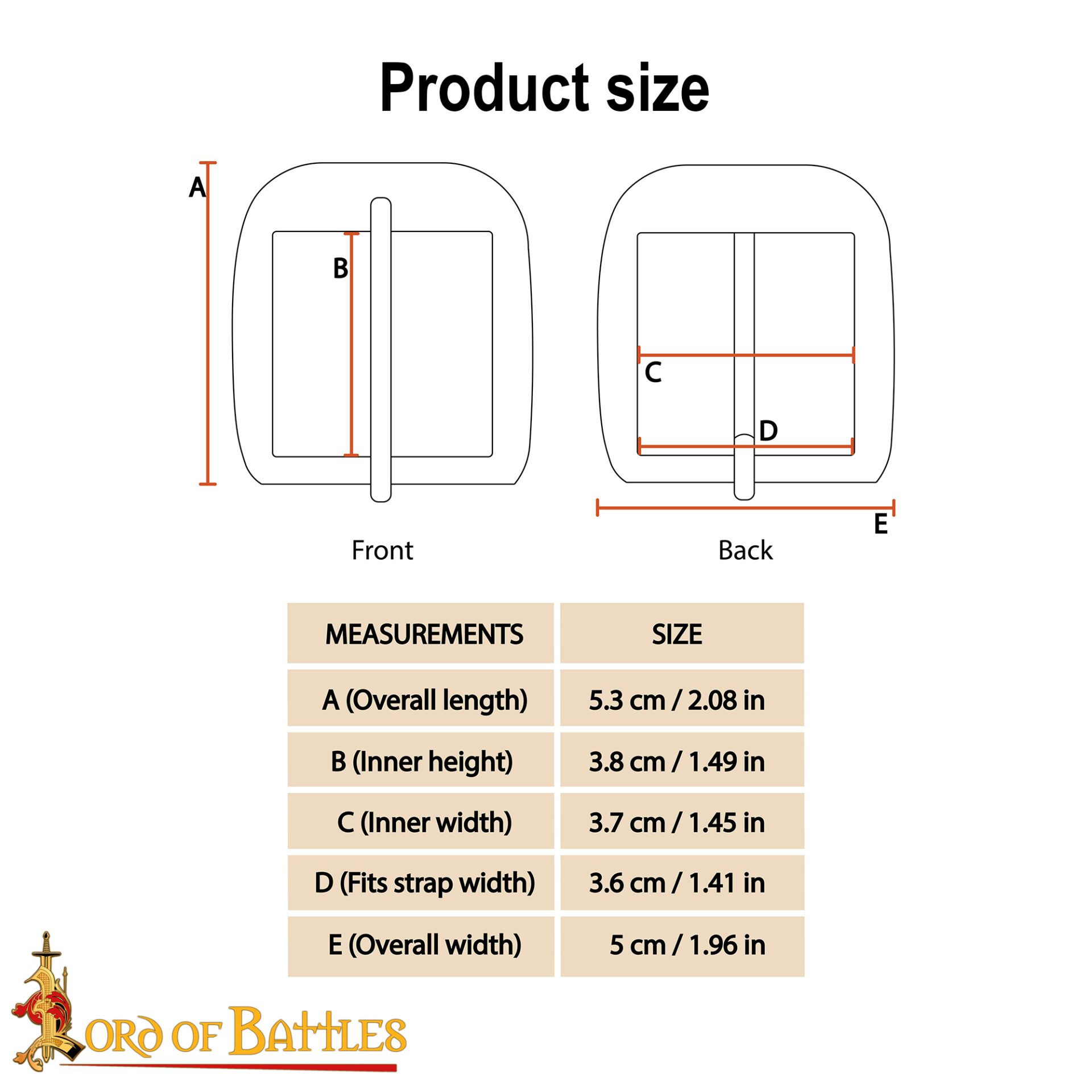 Medieval Brass Belt Buckle – Wide Frame for Historical Leather-work , 3.6 cm Brass Buckle