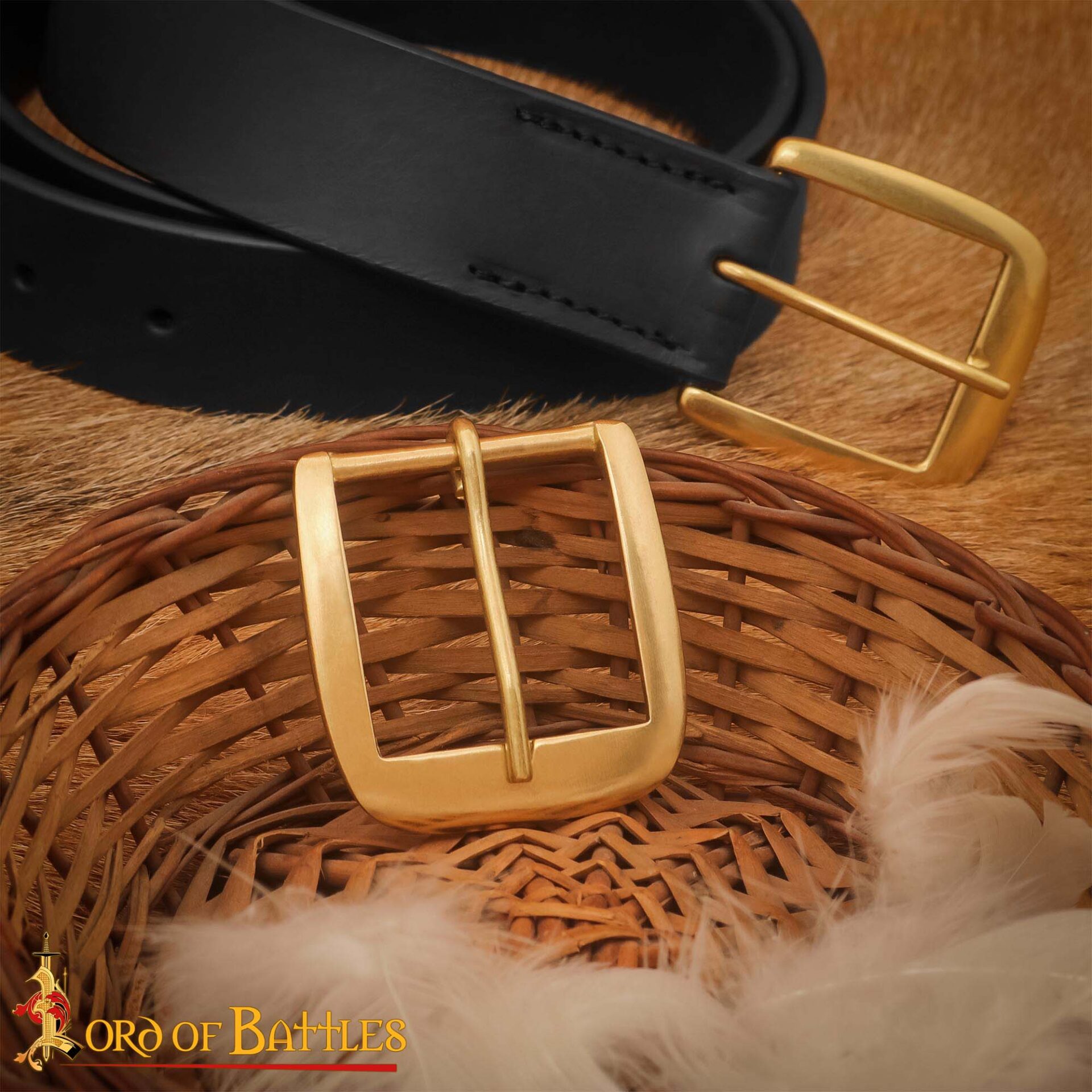 Medieval Brass Belt Buckle – Wide Frame for Historical Leather-work , 3.6 cm Brass Buckle