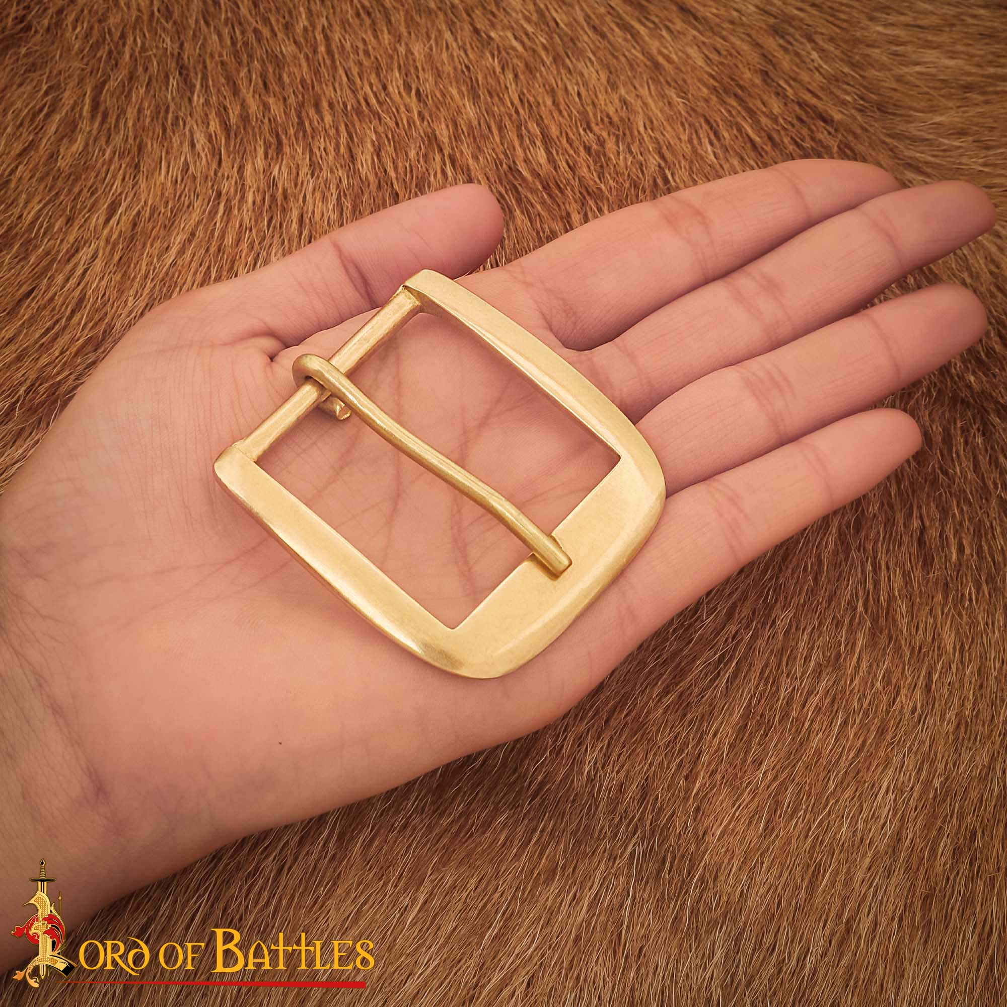 Medieval Brass Belt Buckle – Wide Frame for Historical Leather-work , 3.6 cm Brass Buckle