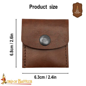 18th Century Medieval Leather Coin Pouch-26162BR 2 coin pouch