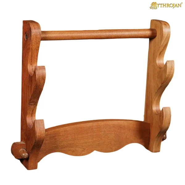 Tabletop Sword Display Rack Solid Wood Sword Stand Two-Tier Medieval Sword Display Rack