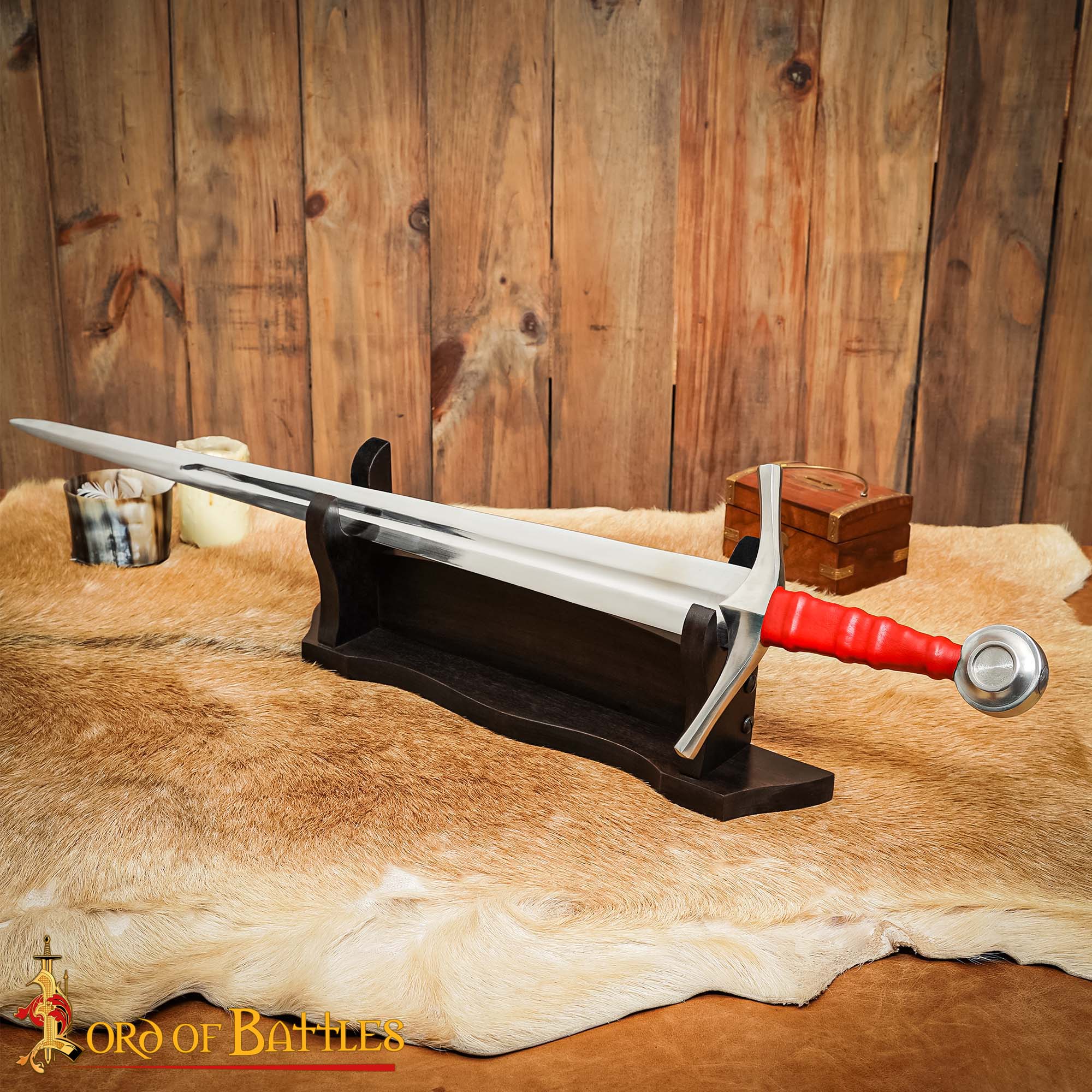 Handcrafted Genuine Hardwood Single Tier Sword and Axe Stand-26150 6 Sword Display Stand