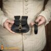 Medieval Leather Belt Pouch with Brass Buckle and Matching Leather Belt