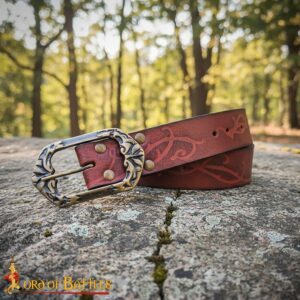 Elf Ranger Genuine Leather Belt Embossed with Engraved Antique Brass Buckle