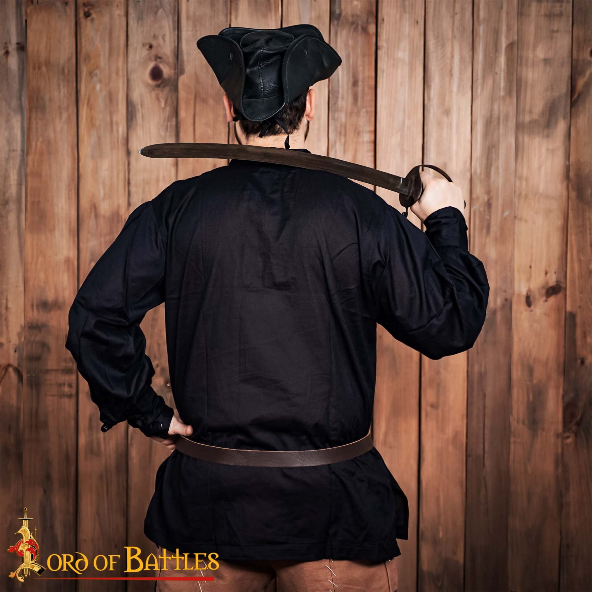 17th Century Pirate Cotton Shirt with Drawstring Neckk-7701BK 4 Shirt cotton flex