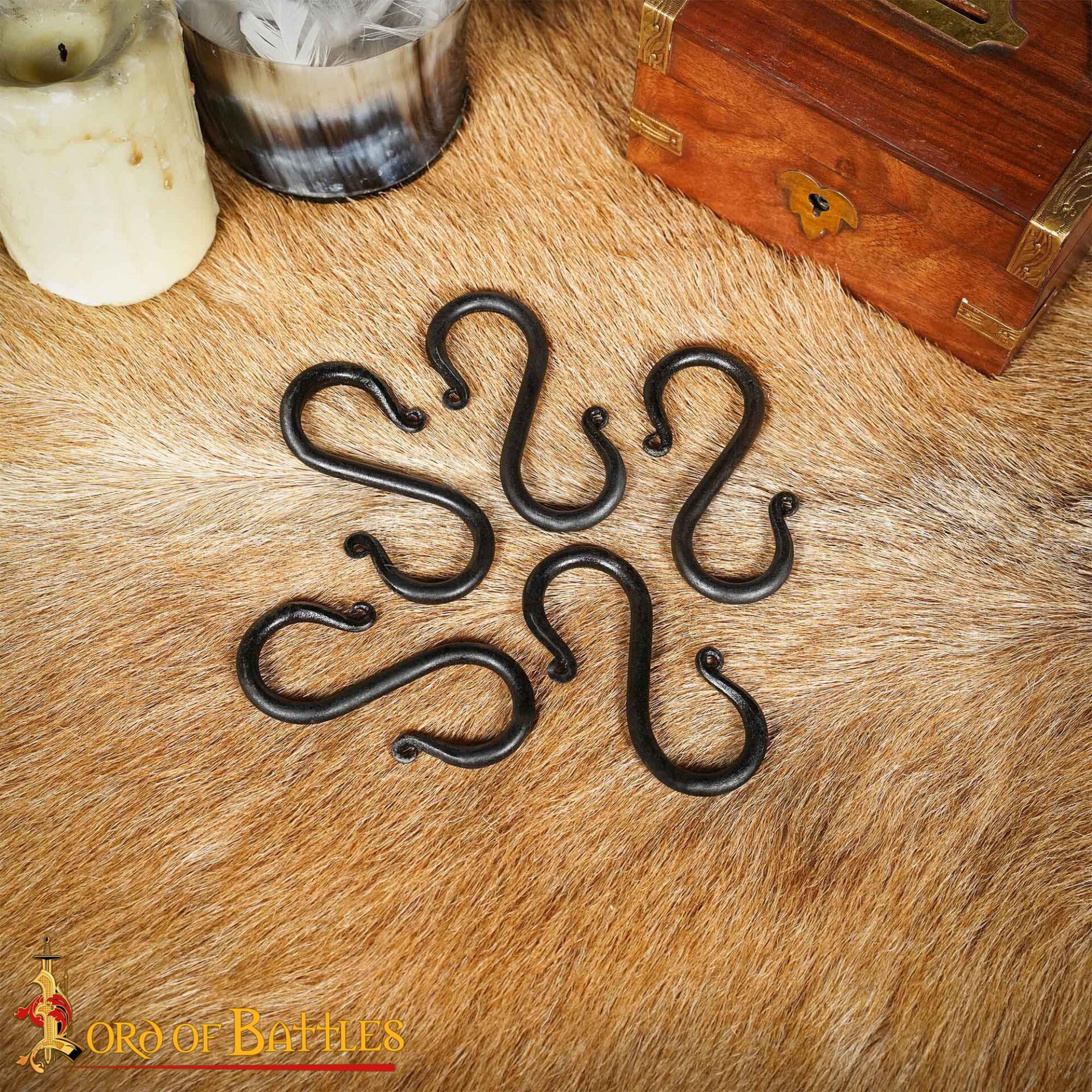 14th Century Medieval Hand-Forged Iron S-Hooks (Set of 5) – Historical Camp & Kitchen Hardware-8504M-5Pcs Iron Hand Forged Suspended Hooks