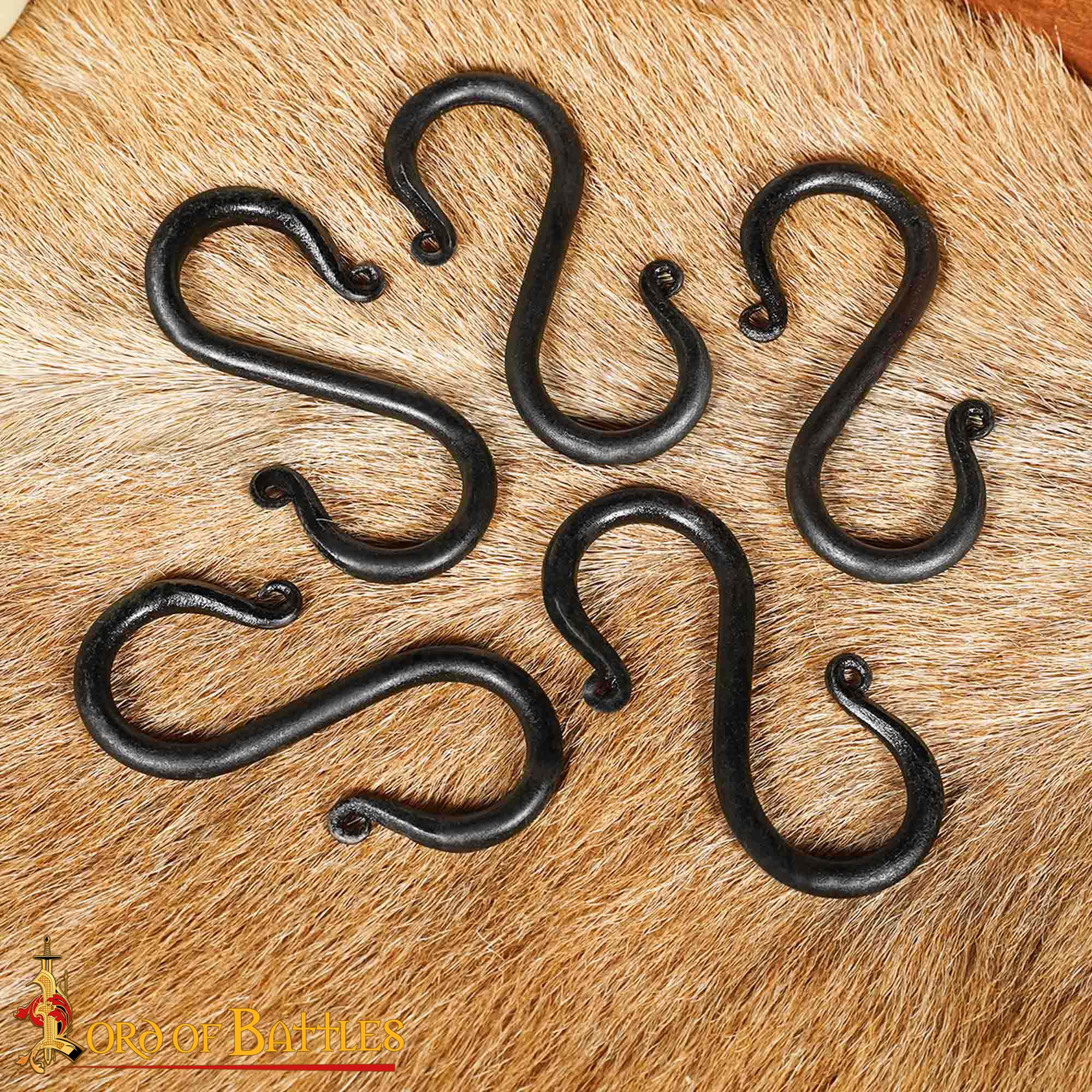 14th Century Medieval Hand-Forged Iron S-Hooks (Set of 5) – Historical Camp & Kitchen Hardware-8504M-5Pcs Iron Hand Forged Suspended Hooks