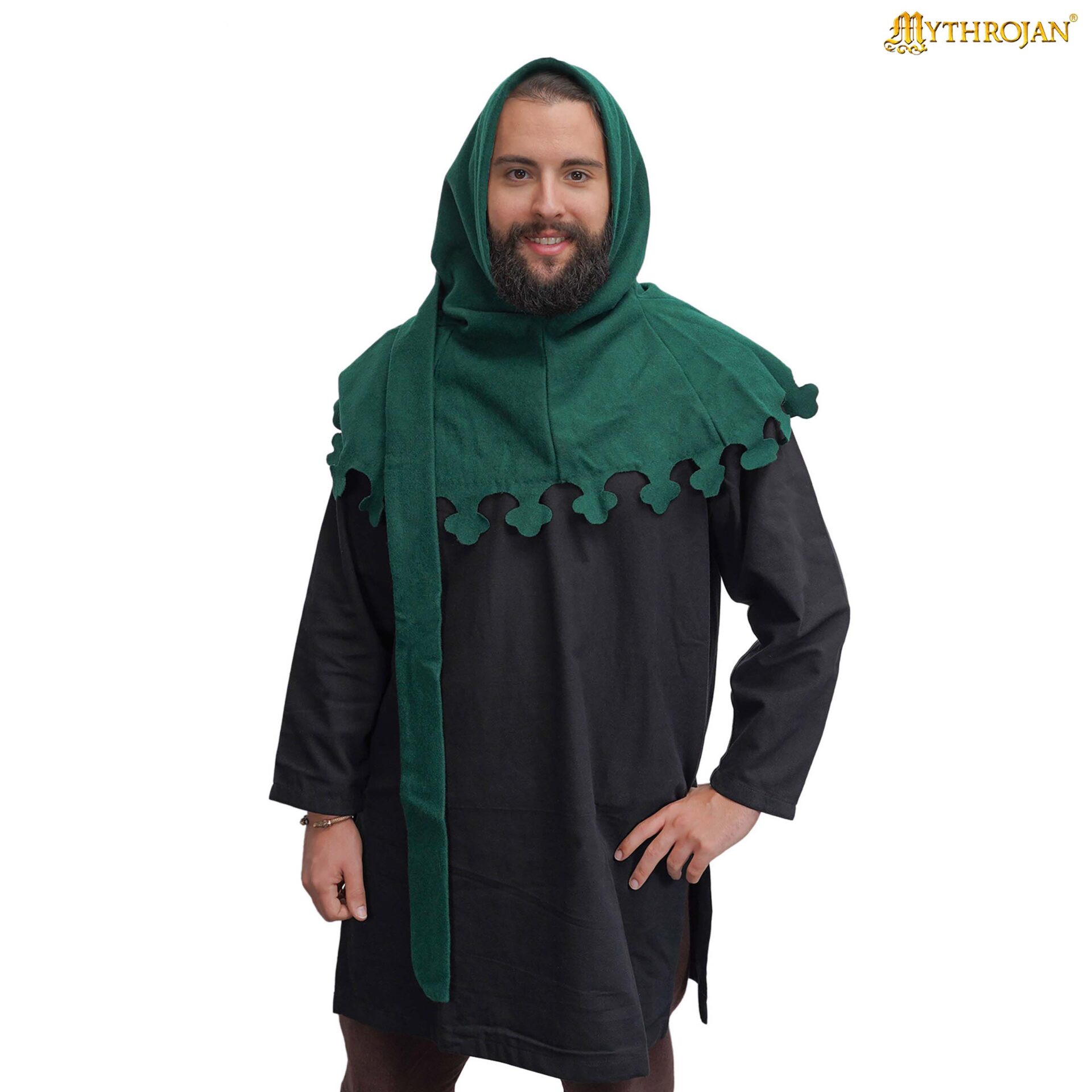 14th Century Wool Hood with Dagged Edge Medieval Liripipe Style-701411G 0 liripipe woolen hood