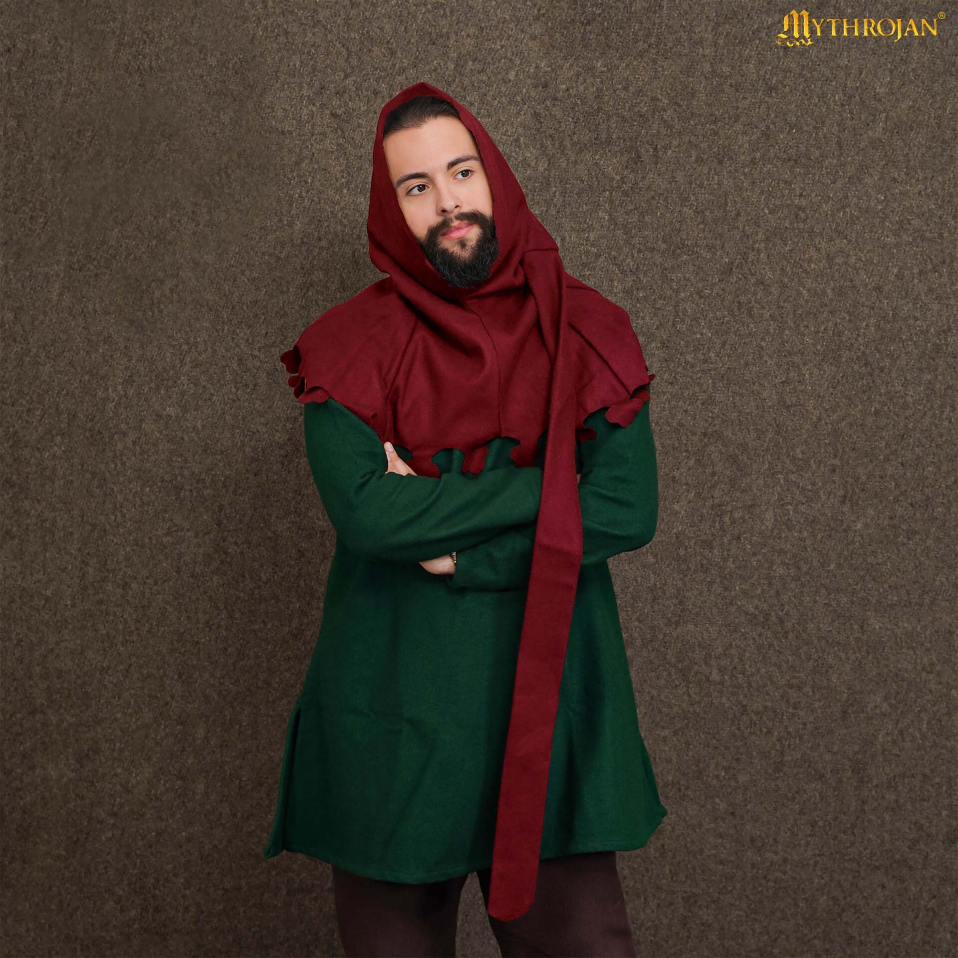 14th Century Wool Hood with Dagged Edge Medieval Liripipe Style-701487M 1 liripipe woolen hood