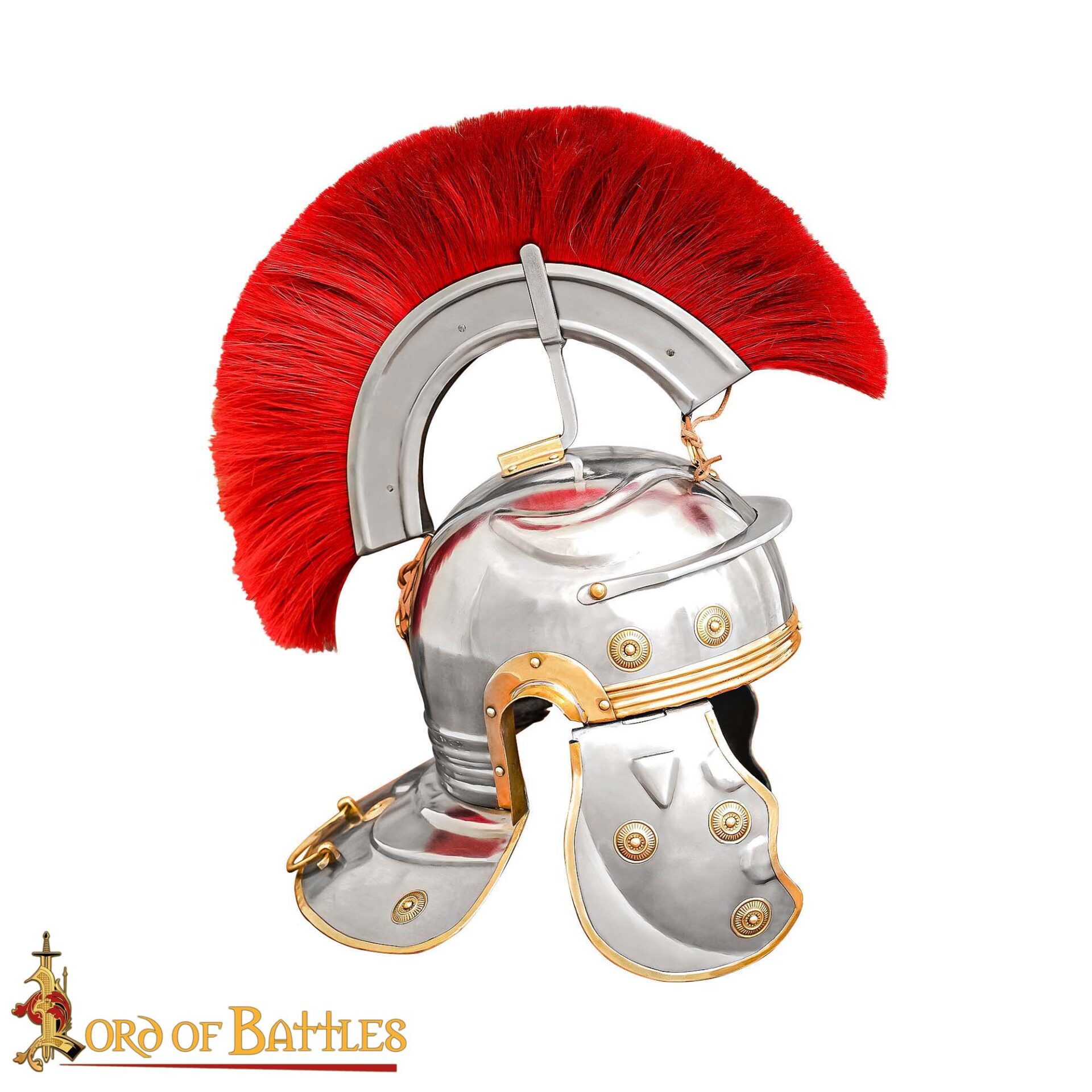 1st Century Roman Centurion Helmet Steel Galea With Red Crest-26065P 3 Steel Helmet