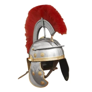 Roman Legionary Steel Helmet with Red Plume – 18 Gauge Handcrafted Mild Steel | Historical Armor