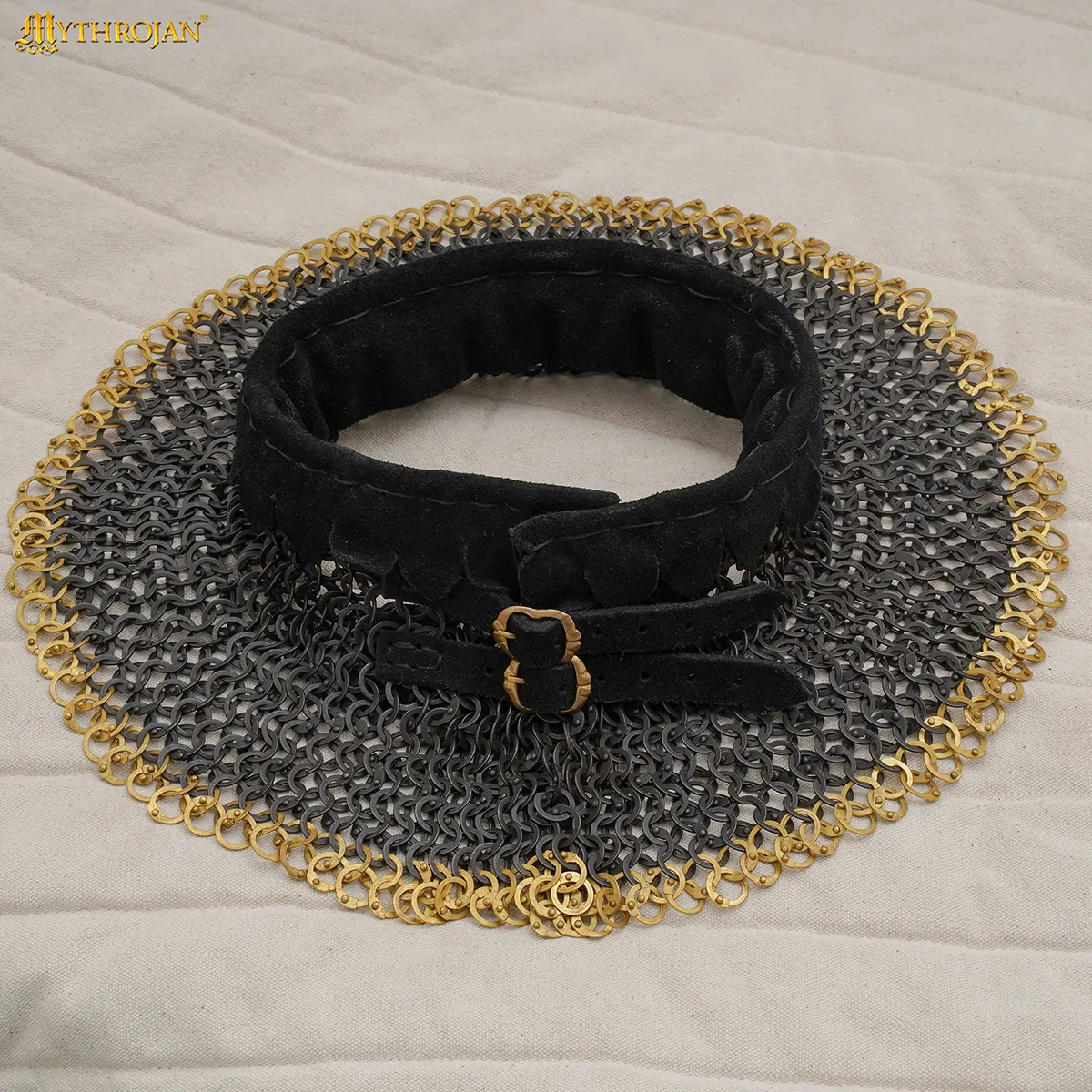 Riveted Chainmail Collar Flat Ring Round Rivet With Alt Flat Solid Rings, 9mm 18 Gauge - Image 2
