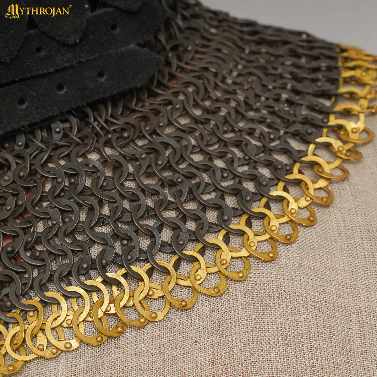 Riveted Chainmail Collar Flat Ring Round Rivet With Alt Flat Solid Rings, 9mm 18 Gauge - Image 8
