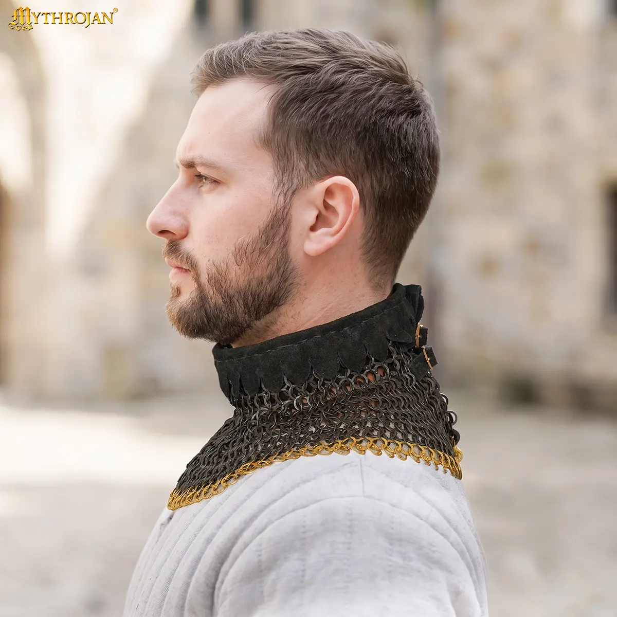 Riveted Chainmail Collar Flat Ring Round Rivet With Alt Flat Solid Rings, 9mm 18 Gauge - Image 5