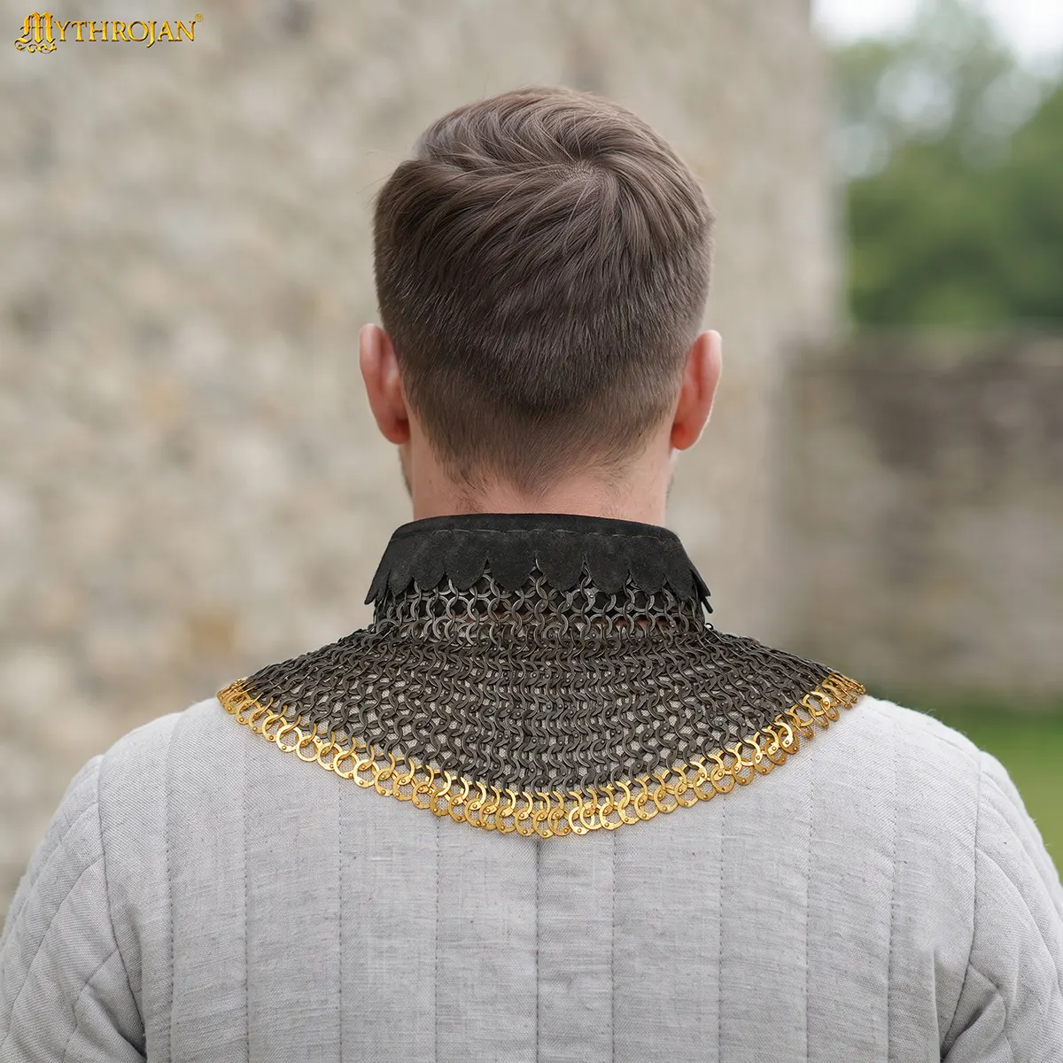 Riveted Chainmail Collar Flat Ring Round Rivet With Alt Flat Solid Rings, 9mm 18 Gauge - Image 6