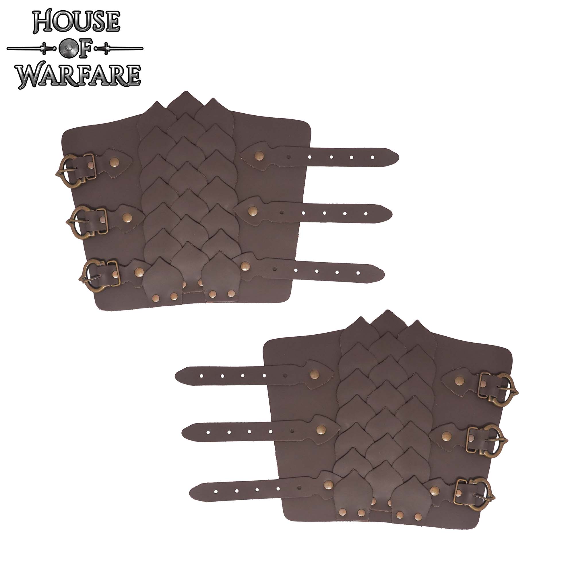 Handcrafted Genuine Leather Pangolin Scale Bracers-701776BR 3 Bracers