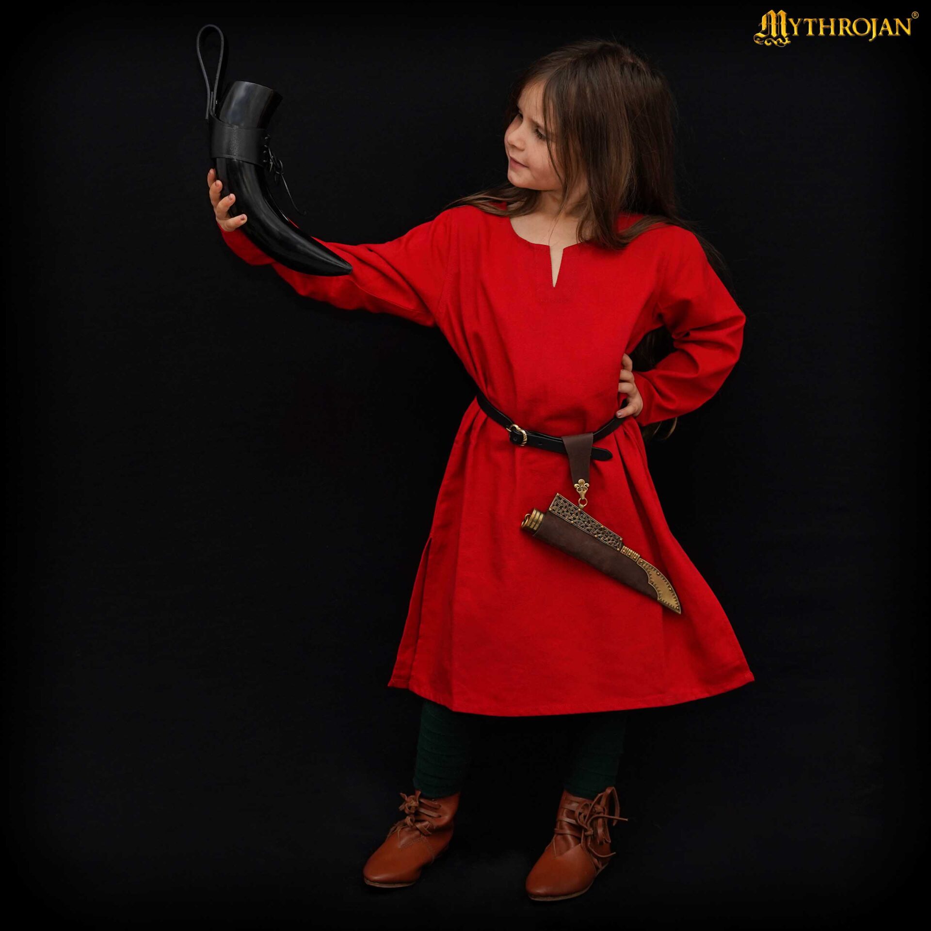 Kids medieval cotton raider viking tunic-300985RD 1