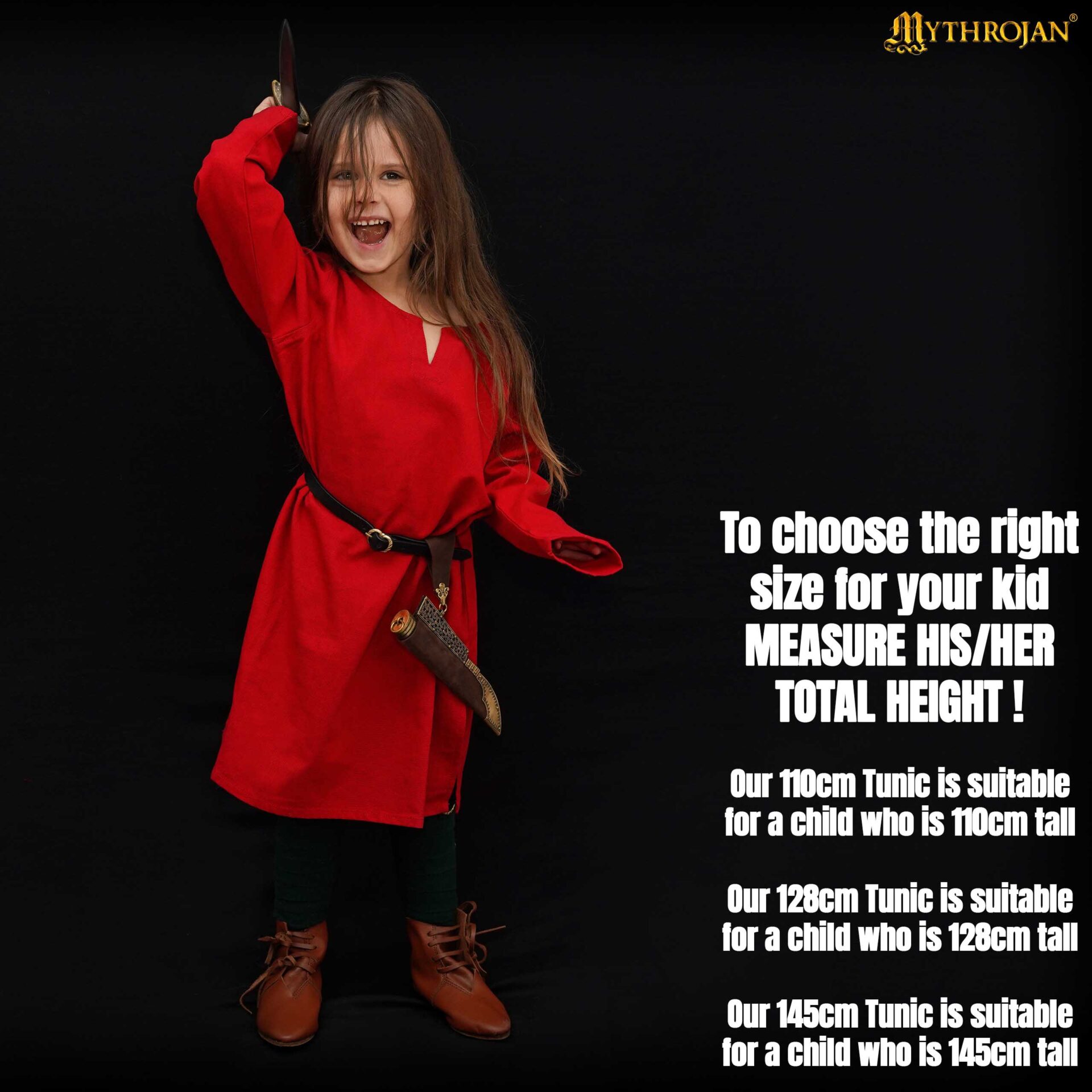 Kids medieval cotton raider viking tunic-300985RD 5 Cotton Tunic