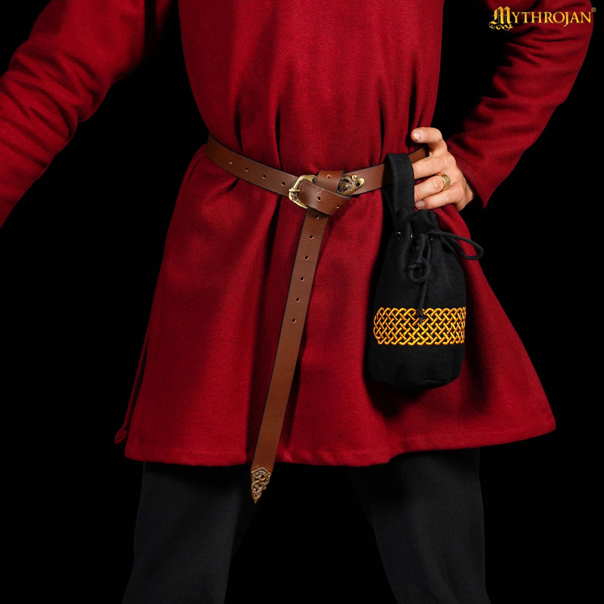 Medieval-Woolen-drawstring-belt-pouch-300795BK 1 Pouch