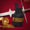 Medieval-Woolen-drawstring-belt-pouch-300795BK Pouch