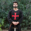 Templar Knight Crusader Tunic Black with Red Cross - 700929 Crusader Canvas Tunic