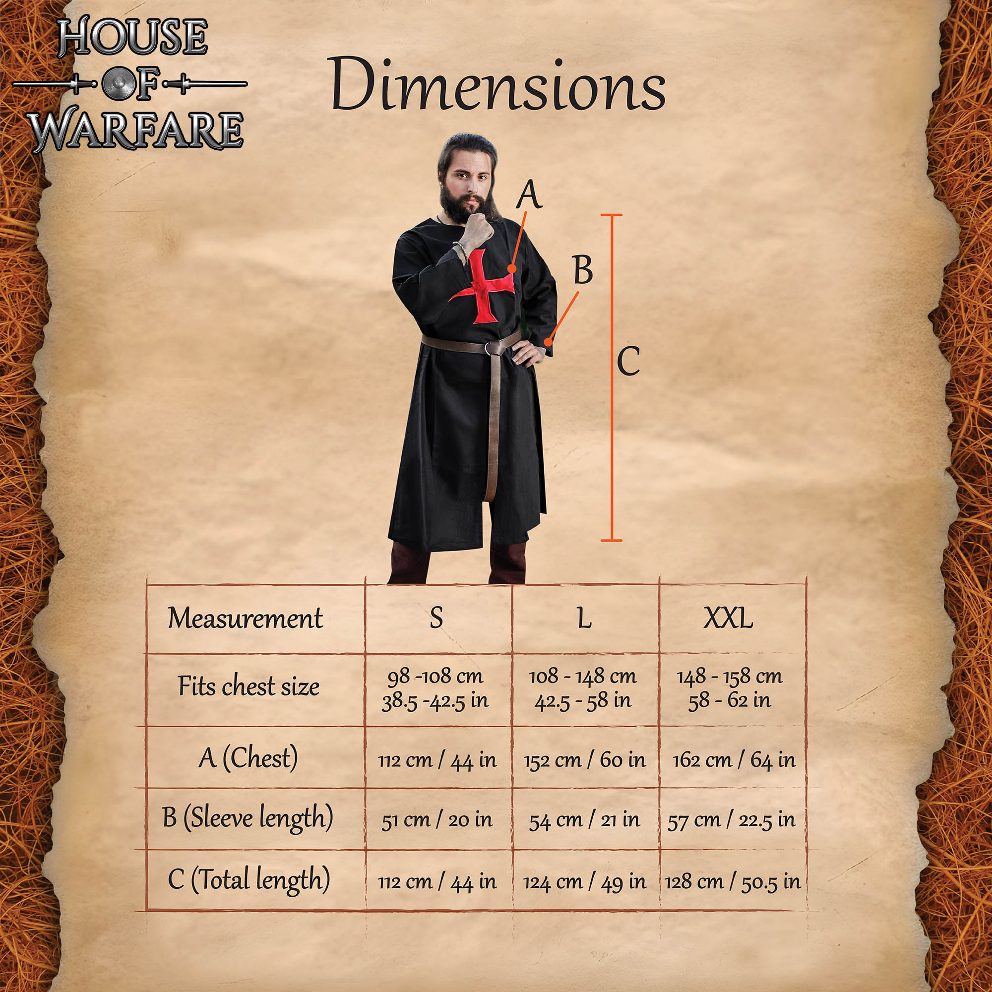 Templar Knight Crusader Tunic Black with Red Cross - 700929 2 Crusader Canvas Tunic