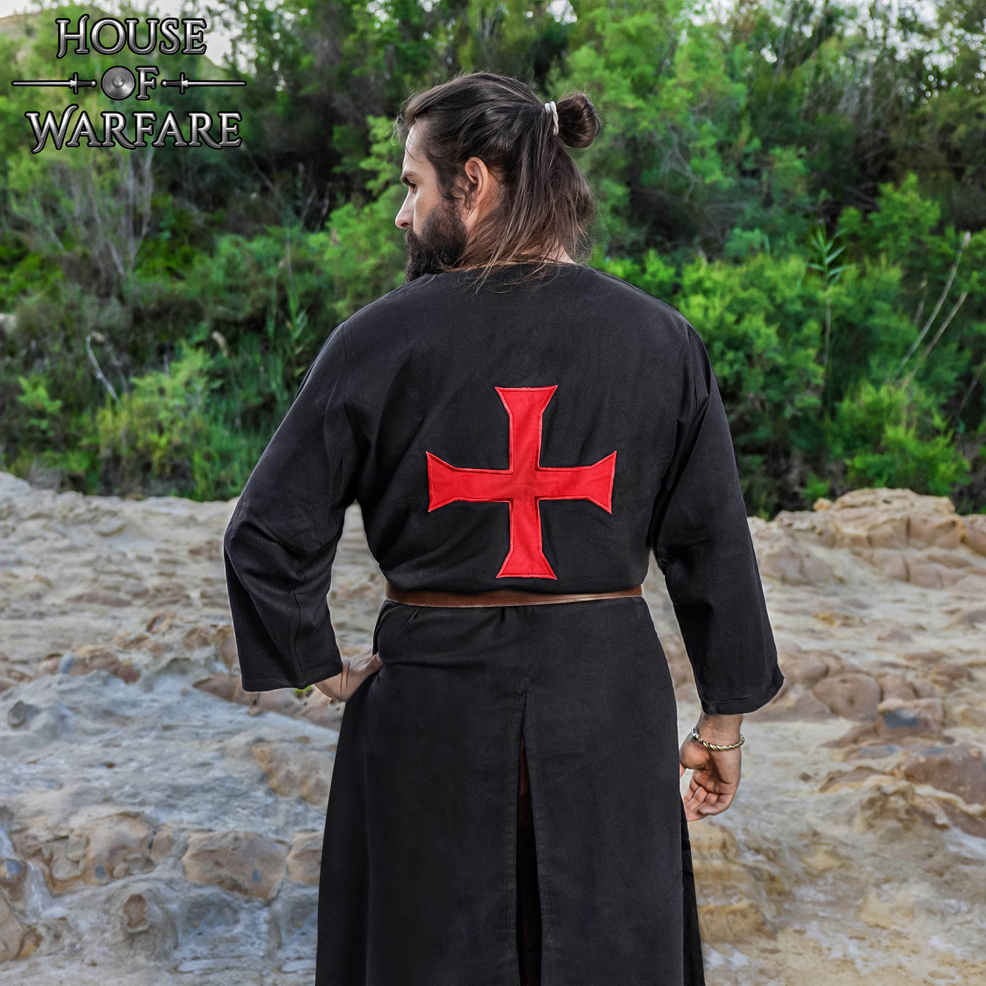 Templar Knight Crusader Tunic Black with Red Cross - 700929 4 Crusader Canvas Tunic