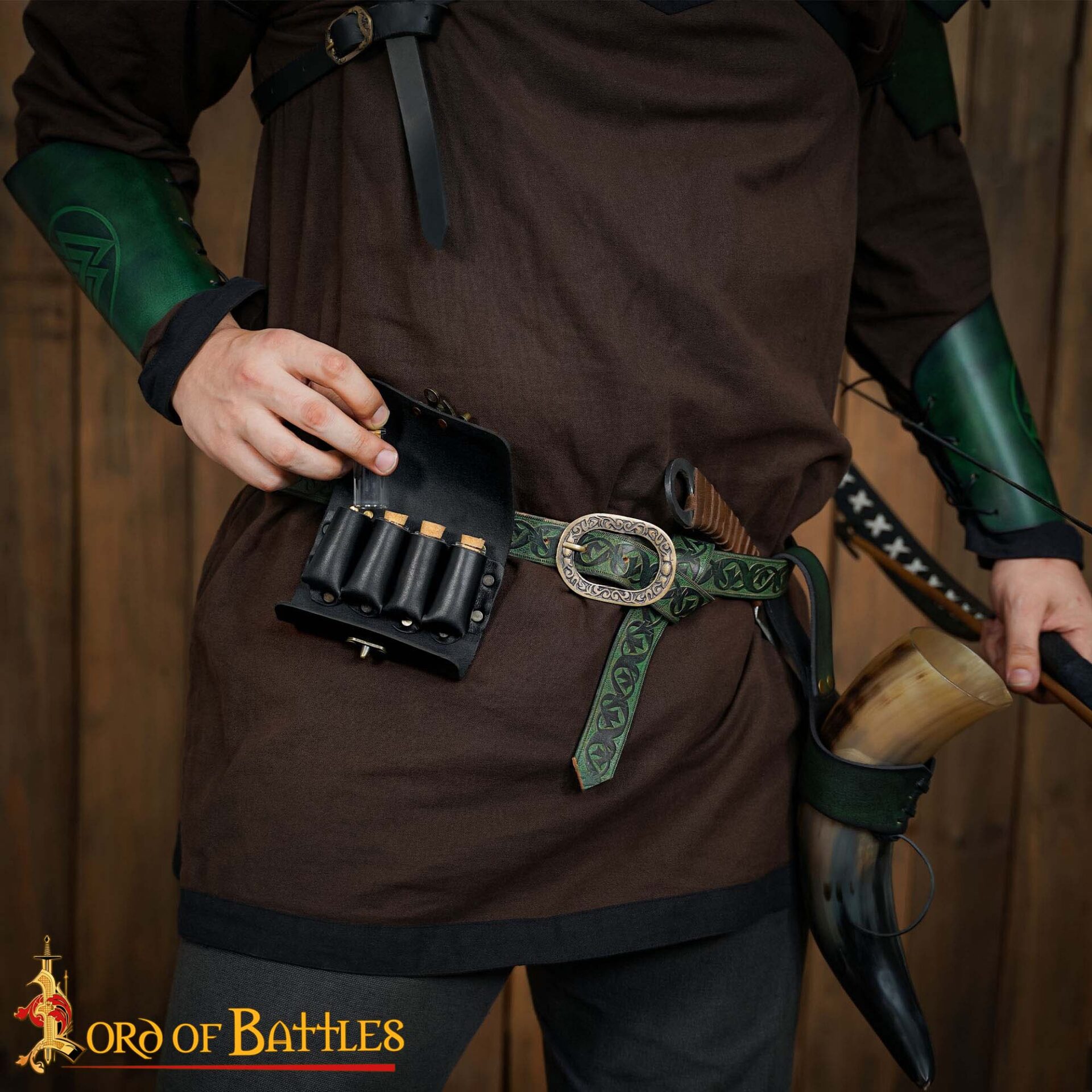 15th Century Leather Apothecary Pouch with Glass Bottles Medieval Herbalist Kit- 26250GR 5 Elfic potion belt pouch