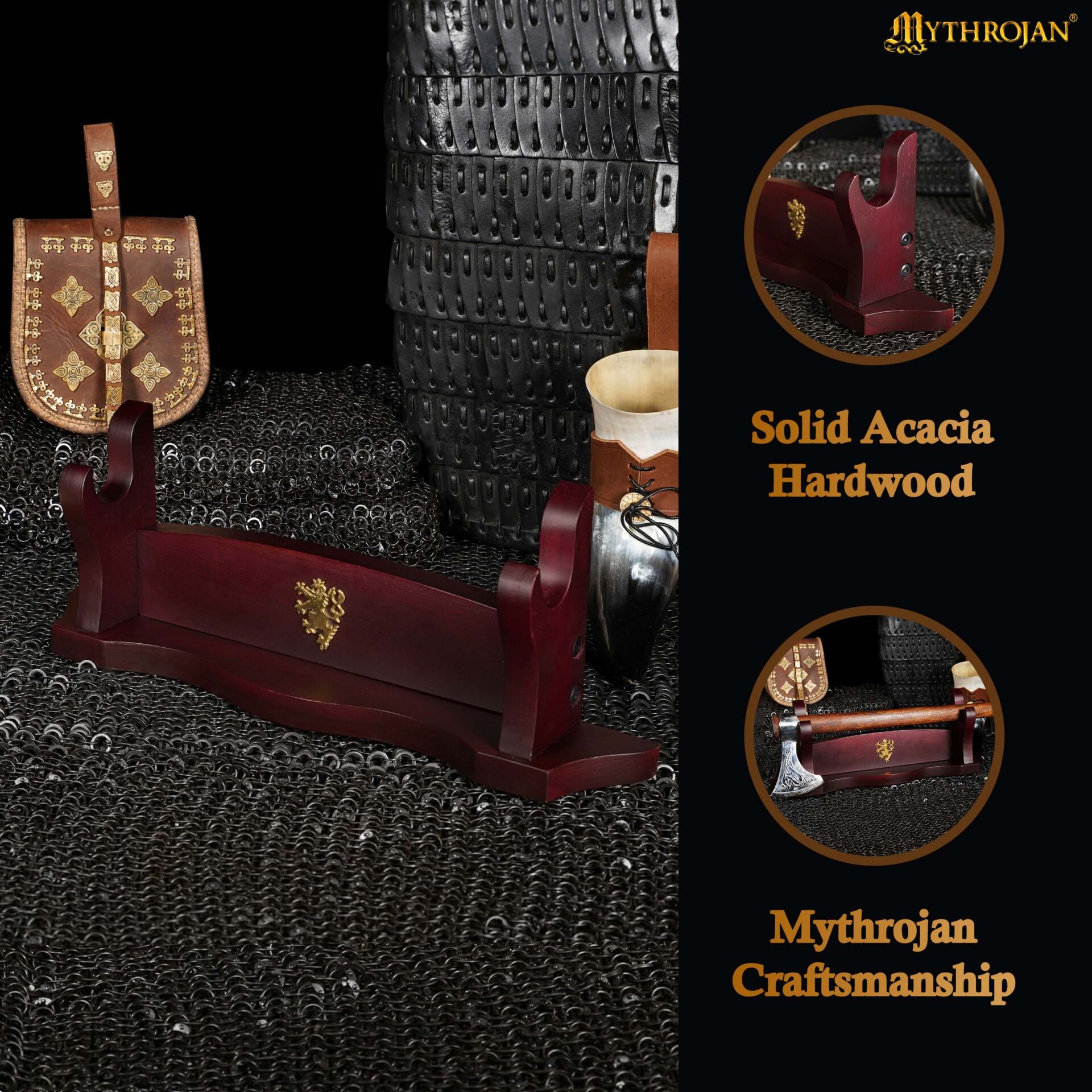 19th Century Victorian Solid Wood 1-Tier Sword Stand-300617D 4 Sword Stand