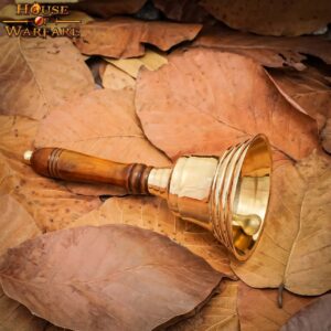 Sturdy Solid Brass School Teacher Hand Bell Call Service and Crier Bell with Wood Handle