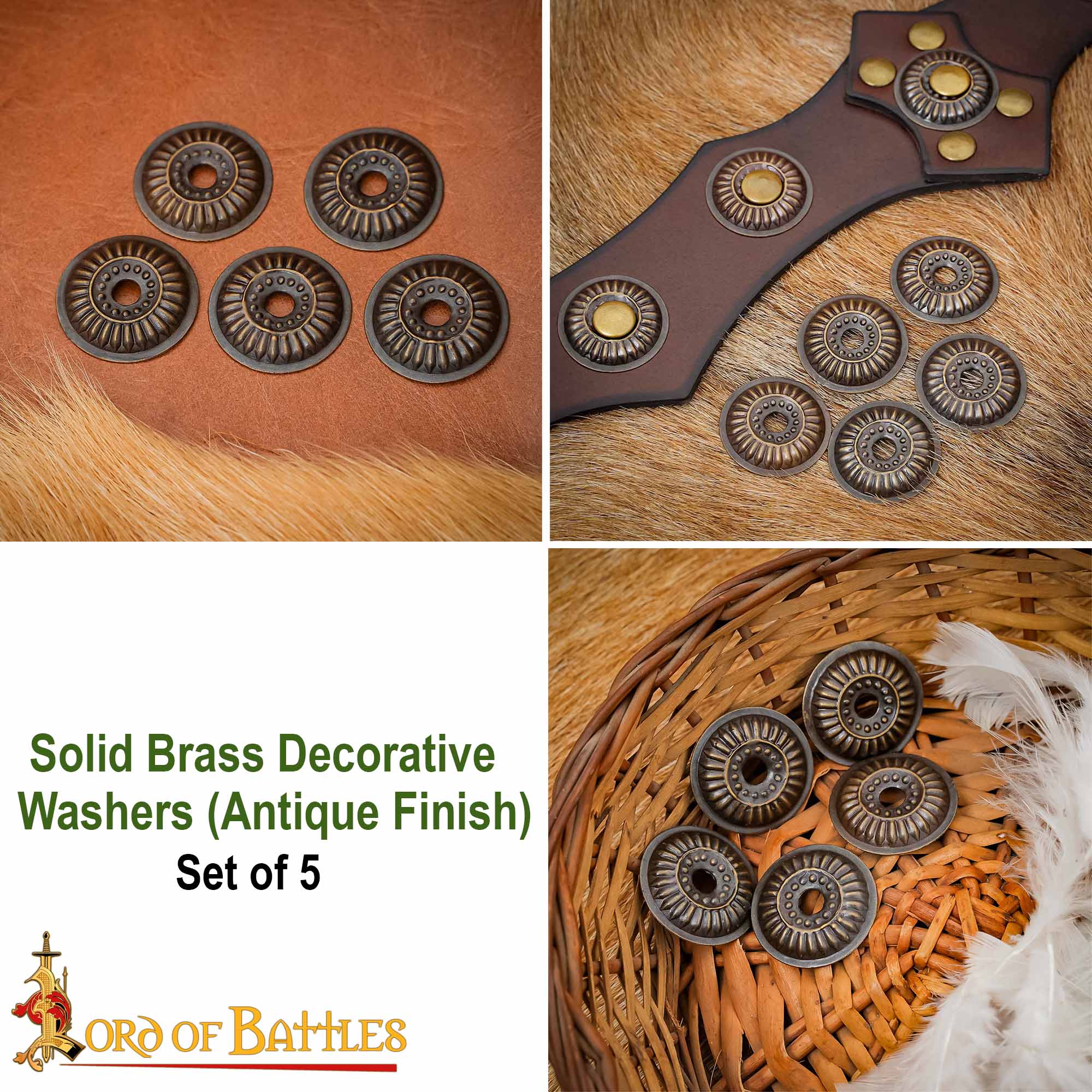 9720-5pcs pattern2 Loose Antique Brass Washers in set of 5