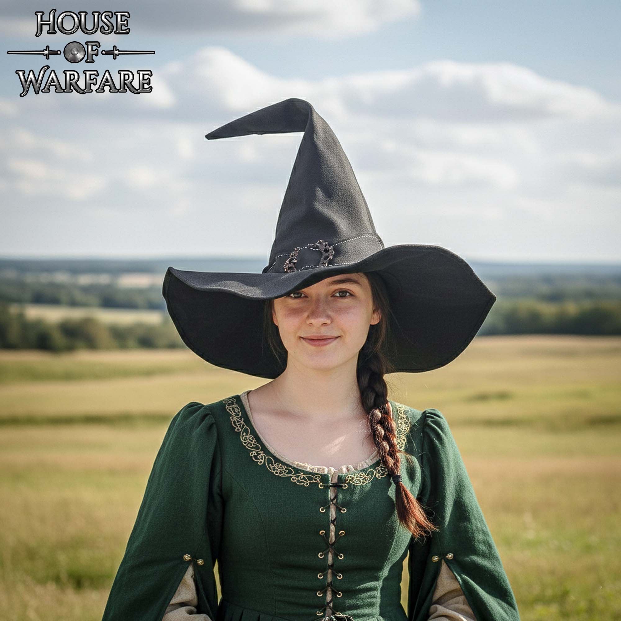 Medieval Leather Wizard Hat Handmade Fantasy Sorcerer & Witch Hat-701782BK Wizard Hat