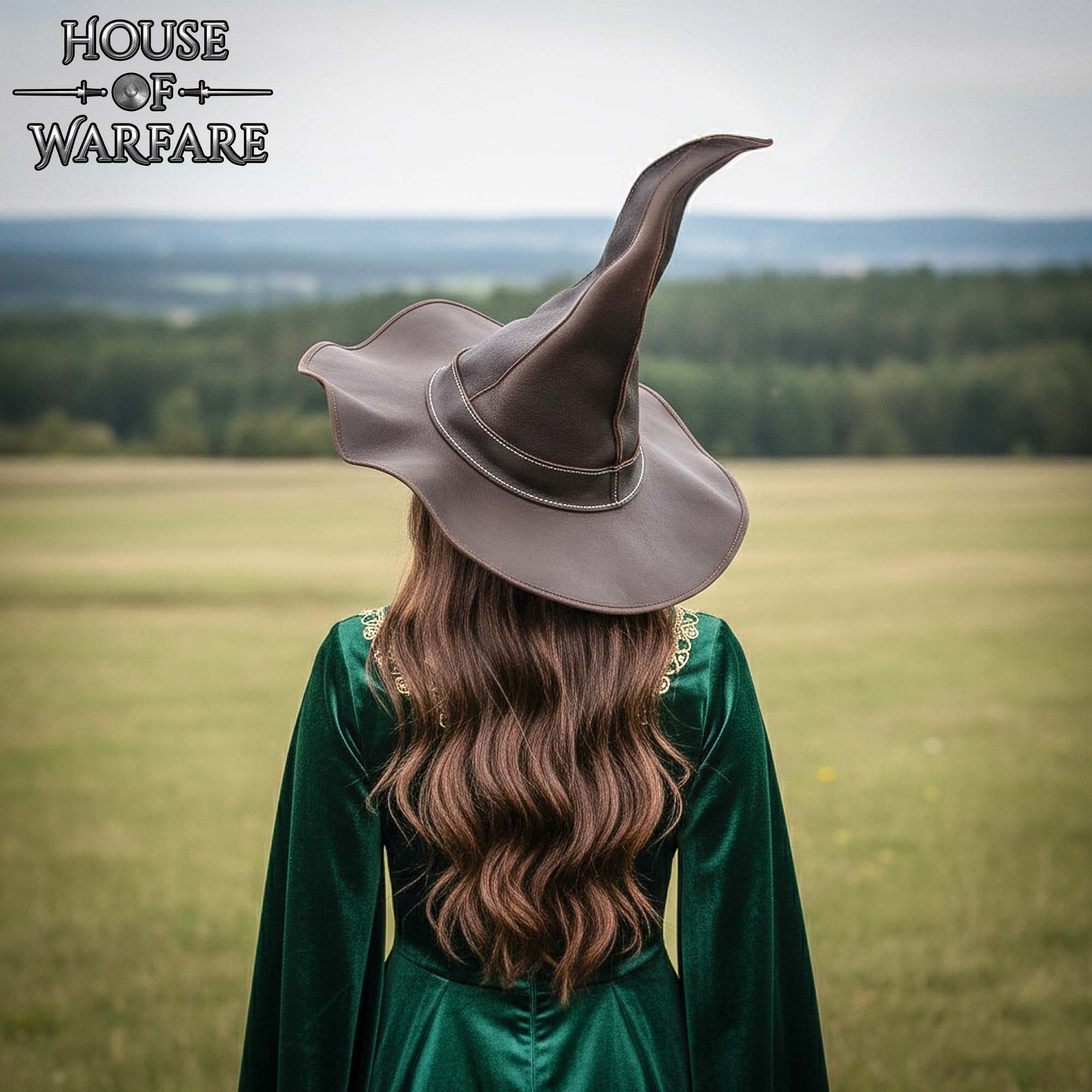 Medieval Leather Wizard Hat Handmade Fantasy Sorcerer & Witch Hat-701782BR 4 Wizard Hat