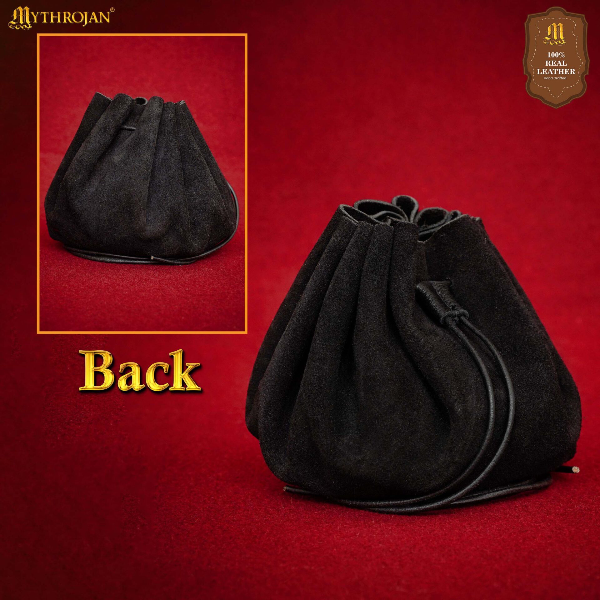 Medieval Suede Leather Coin Pouch Authentic Drawstring Money Bag-300230 5 Bag