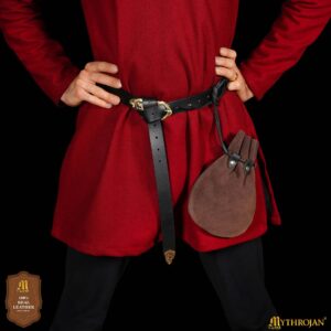 Mythrojan Gold and Dice Medieval Drawstring Bag Suede Leather Pouch-301016CB 1 Belt Pouch