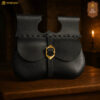 Mythrojan Medieval Leather Belt Pouch Handmade Genuine Leather Waist Bag-300878BK Leather Kidney Pouch