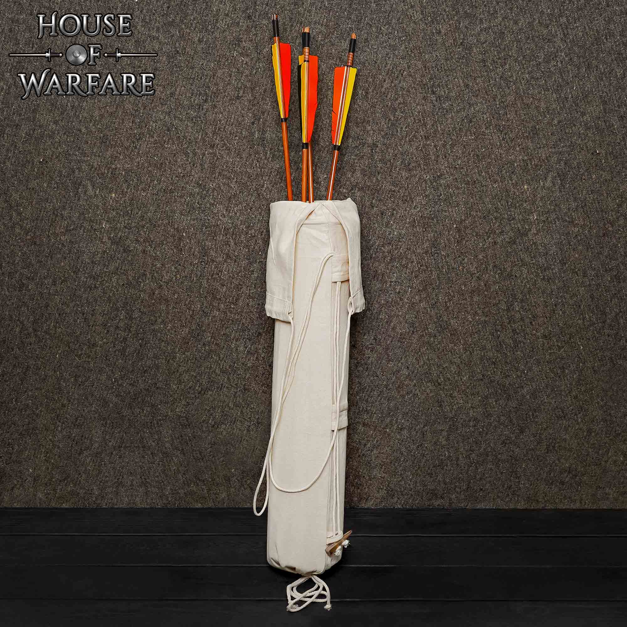 Medieval Canvas Quiver - Handmade Archery Arrow Holder for LARP & Reenactment Medieval Canvas Quiver