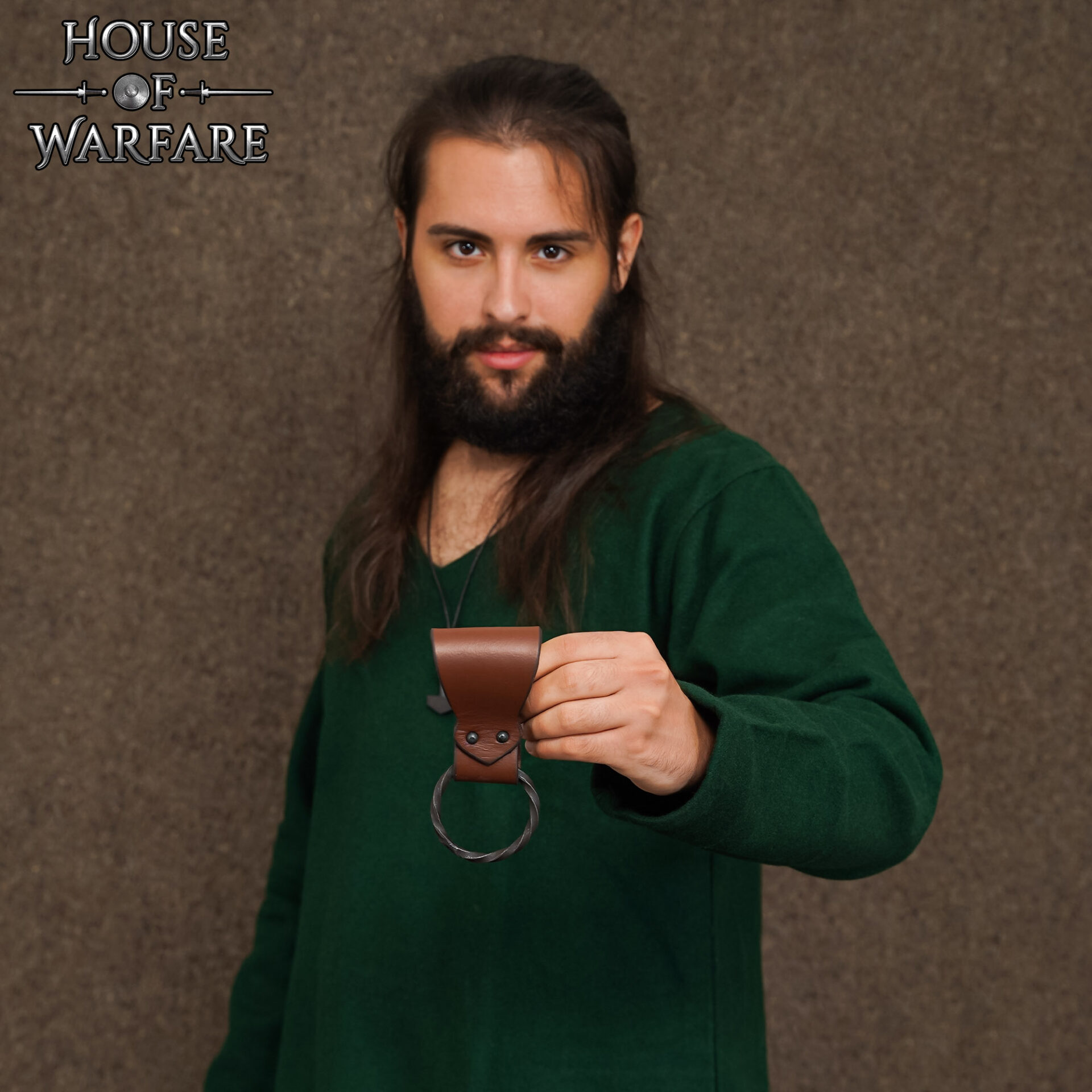 15th Century Medieval Leather and Wrought Iron Axe Frog-700873 6 Leather Ring Frog