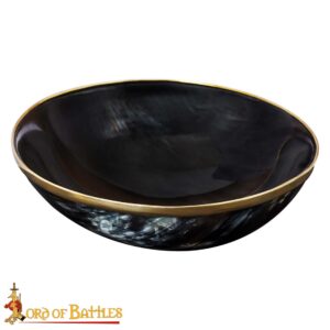Medieval Genuine Horn Bowl with Solid Brass Rim
