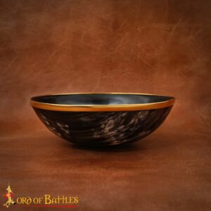 Medieval Genuine Horn Bowl with Solid Brass Rim