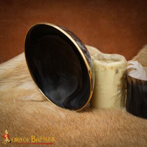 Medieval Genuine Horn Bowl with Solid Brass Rim