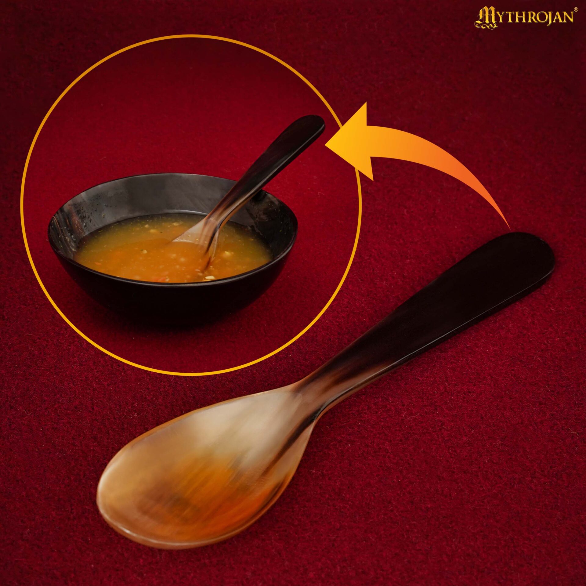 5-multi 1 Mythrojan 4pcs Buffalo Horn Spoons Polished Finish Handcrafted from Genuine Ox Horn Fully Functional Horn Accessory for Reenactments