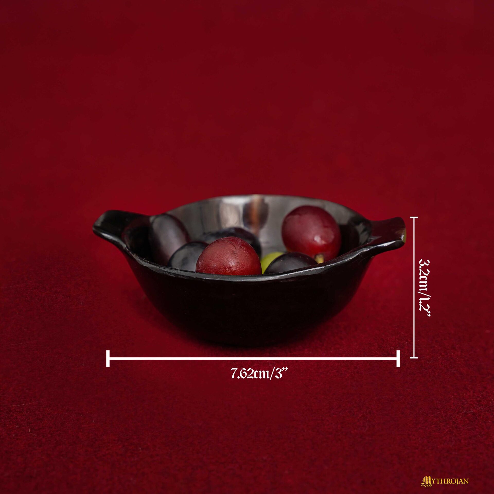 5-size Mythrojan Hand Crafted Small Serving Horn Bowl with handle Polished Finish