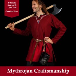 Mythrojan Viking Drinking Tankard with Medieval Buckle Leather Strap & Mythrojan Bag