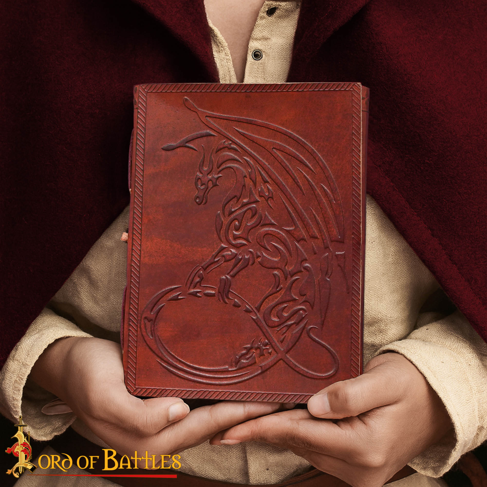 Celtic Dragon Handcrafted Leather Journal-25127 1 Celtic Dragon Leather Journal